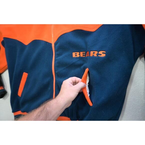 VTG 80's 90's Pro Elite Chicago Bears Full Zip Fleece Jacket Mens Size XL - Picture 7 of 14